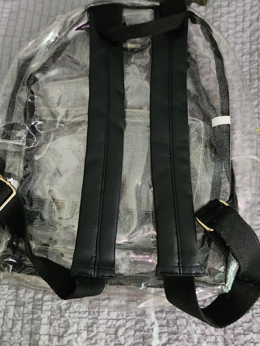 Rampage Clear Black Glitter Backpack - Transparent PVC School Bag - Picture 3 of 6